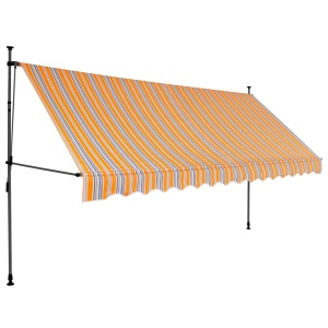 Copertină retractabilă manual cu LED, galben &amp; albastru, 400 cm - Img 2