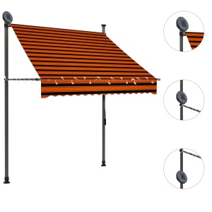 Copertină retractabilă manual cu LED, portocaliu &amp; maro, 150 cm - Img 3