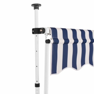 Copertină retractabilă manual, dungi albastru și alb, 150 cm - Img 2
