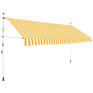 Copertină retractabilă manual, dungi galben și alb, 400 cm