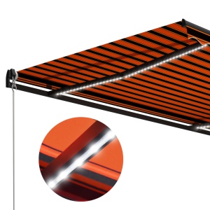 Copertină retractabilă manual LED portocaliu/maro, 450 x 300 cm - Img 5