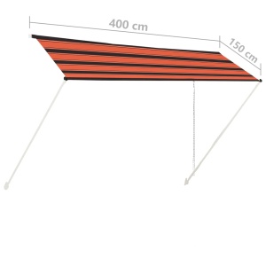 Copertină retractabilă, portocaliu și maro, 400 x 150 cm - Img 6