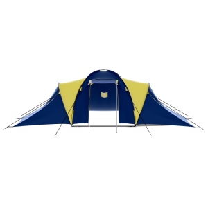 Cort camping material textil, 9 persoane, albastru și galben - Img 4