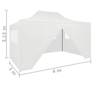 Cort de petrecere pliabil cu 4 pereți, alb, 3 x 4 m, oțel - Img 11