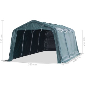 Cort mobil pentru animale verde inchis 3,3x6,4m PVC 550g/m² - Img 10