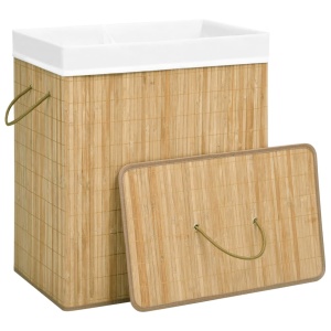Coș de rufe din bambus, 100 L - Img 3