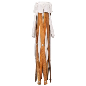 Coș de rufe pliabil, crem, lemn și material textil - Img 4