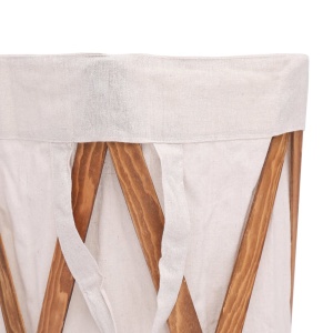 Coș de rufe pliabil, crem, lemn și material textil - Img 7