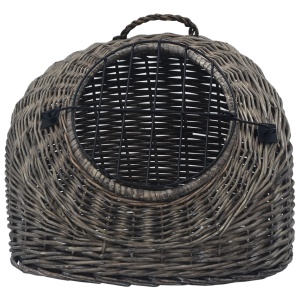 Coș de transport pisici, gri, 45 x 35 x 35 cm, răchită naturală - Img 4