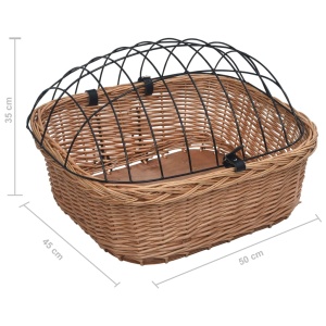 Coș frontal bicicletă cu capac, 50x45x35 cm, salcie naturală - Img 11