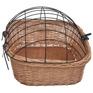 Coș frontal bicicletă cu capac, 50x45x35 cm, salcie naturală - Img 12