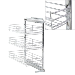 Coș sârmă bucătărie retractabil 3 niveluri argintiu 47x25x56 cm