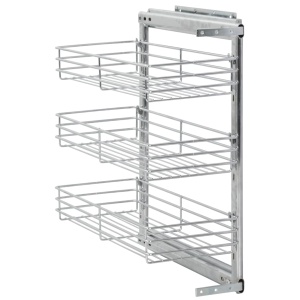 Coș sârmă bucătărie retractabil 3 niveluri argintiu 47x25x56 cm - Img 3