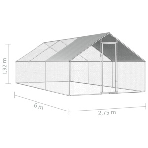 Coteț de exterior pentru păsări, 2,75x6x1,92 m, oțel galvanizat - Img 5