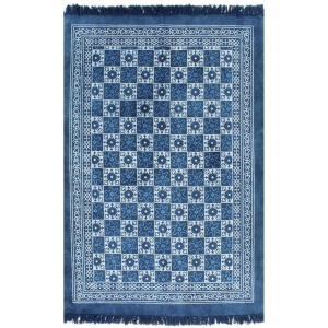 Covor Kilim, albastru, 160 x 230 cm, bumbac, cu model