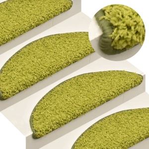 Covorașe pentru trepte scară, 15 buc., verde, 56x17x3 cm