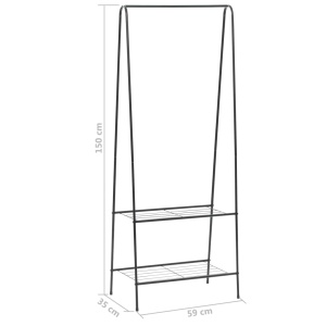 Cuier de haine, 59 x 35 x 150 cm, negru - Img 5