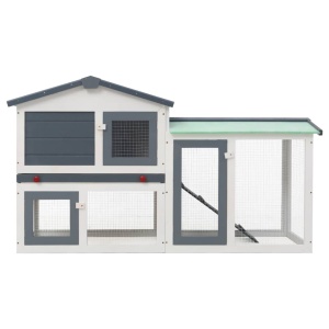 Cușcă exterior pentru iepuri mare, gri&amp;alb, 145x45x85 cm, lemn - Img 3