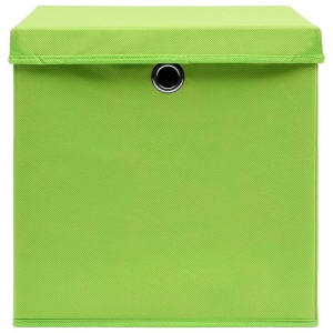 Cutii depozitare cu capace, 4 buc., verde, 32x32x32 cm, textil - Img 6