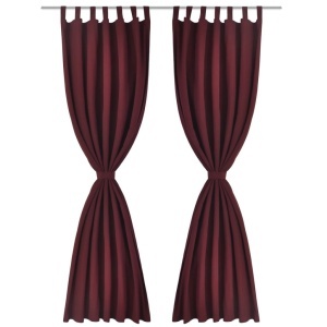 Draperie micro-satin cu bride 140 x 225 cm, bordo, 2 buc - Img 2