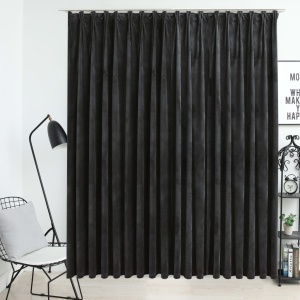 Draperie opacă, antracit, 290 x 245 cm, catifea, cu cârlige