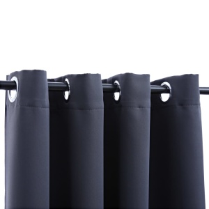 Draperie opacă cu inele metalice, antracit, 290 x 245 cm - Img 4