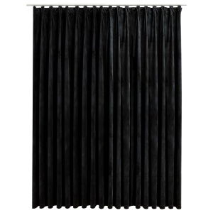Draperie opacă, negru, 290 x 245 cm, catifea, cu cârlige - Img 2