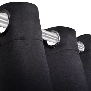 Draperii blackout 2 bucăți 135 x 245 cm cu inele metalice Negru - Img 4