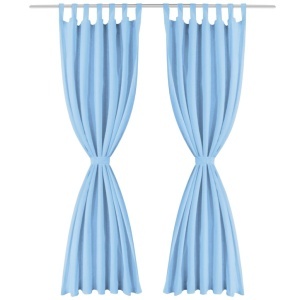 Draperii micro-satin cu bride, 2 buc, 140 x 225 cm, turcoaz - Img 2