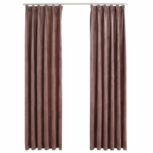 Draperii opace 2 buc. roz antichizat 140x245 cm catifea cârlige - Img 2