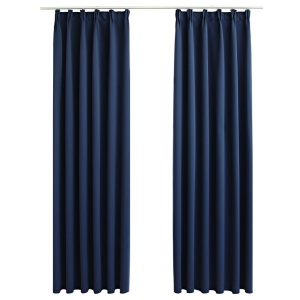 Draperii opace cu cârlige, 2 buc., albastru, 140 x 225 cm - Img 2