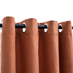 Draperii opace cu inele metalice, 2 buc., ruginiu, 140x225 cm - Img 4