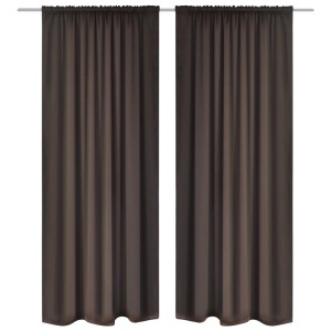 Draperii opace cu tunel de prindere, maro, 135 x 245 cm