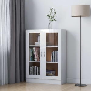 Dulap cu vitrină, alb extralucios, 82,5 x 30,5 x 115 cm, PAL