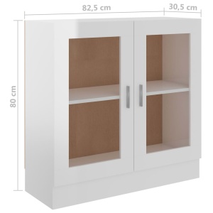 Dulap cu vitrină, alb extralucios, 82,5 x 30,5 x 80 cm, PAL - Img 7
