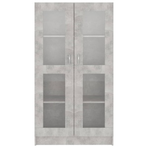 Dulap cu vitrină, gri beton, 82,5 x 30,5 x 150 cm, PAL - Img 5