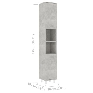 Dulap de baie, gri beton, 30 x 30 x 179 cm, PAL - Img 10