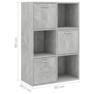 Dulap de depozitare, gri beton, 60 x 29,5 x 90 cm, PAL - Img 10