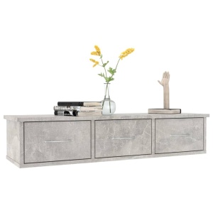 Dulap de perete cu sertare, gri beton, 88x26x18,5 cm, PAL - Img 3