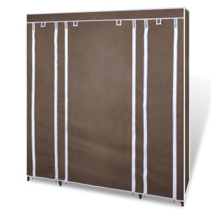 Dulap material textil compartimente și tije 45x150x176 cm maro - Img 4