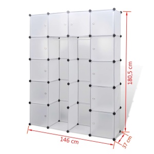 Dulap modular cu 14 compartimente alb 37 x 146 x 180,5 cm - Img 5