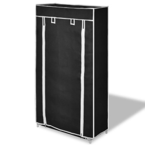 Dulap pantofi cu husă din material textil 58 x 28 x 106 cm, Negru - Img 3