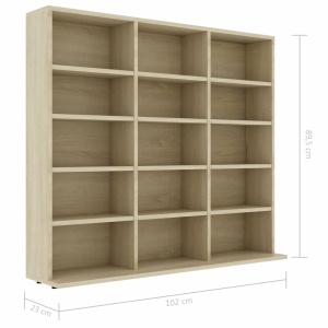 Dulap pentru CD-uri, stejar Sonoma, 102 x 23 x 89,5 cm, PAL - Img 5