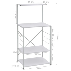 Dulap pentru cuptor de microunde, alb, 60 x 39,6 x 123 cm, PAL - Img 7