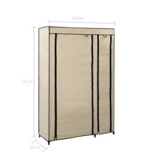 Dulap pliabil de haine, crem, 110x45x175 cm, textil - Img 6