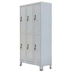 Dulap vestiar cu 6 compartimente, oțel, 90 x 45 x 180 cm, gri