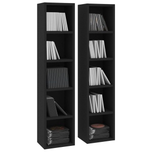 Dulapuri CD-uri, 2 buc., negru, 21 x 16 x 93,5 cm, PAL - Img 3