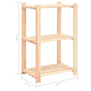 Etajere cu 3 niveluri, 2 buc., 60x38x90 cm, pin masiv, 150 kg - Img 7