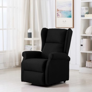Fotoliu cu ridicare pe verticală, negru, material textil