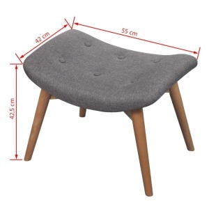 Fotoliu cu taburet pentru picioare, material textil, gri - Img 6